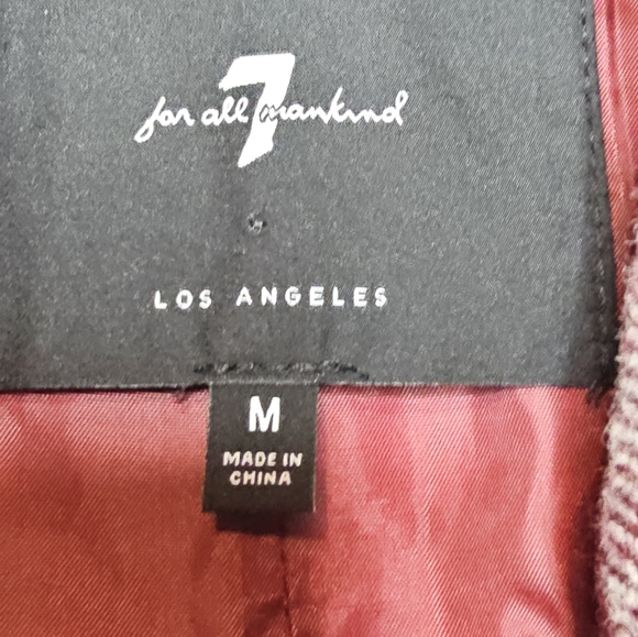 7 for all Mankind Plaid Double Breasted Pea Coat - Picture 9 of 16